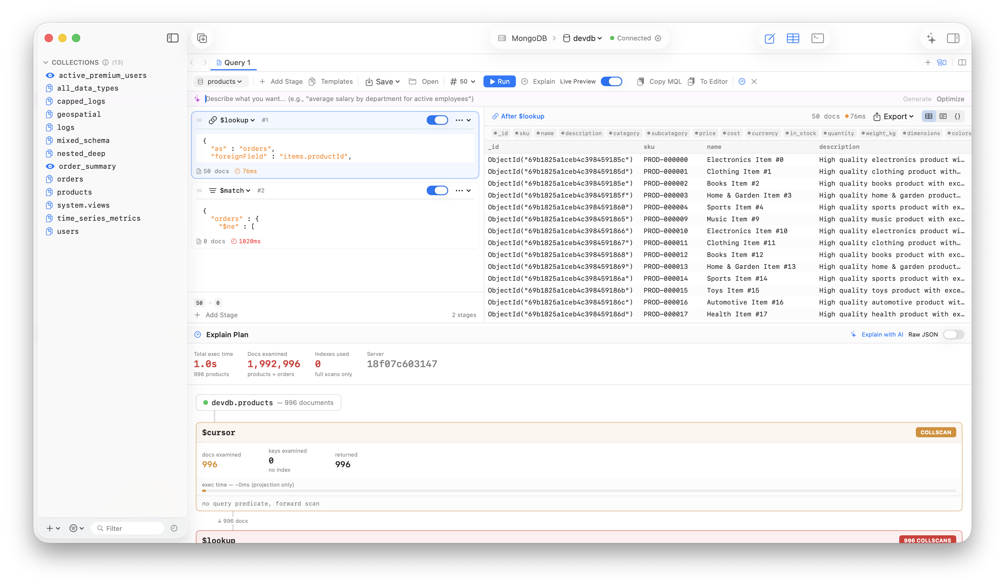 MongoDB aggregation pipeline builder
